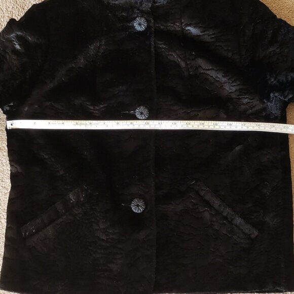 Vintage Black Faux Persian Lamb Button Up Jacket - Picture 10 of 12